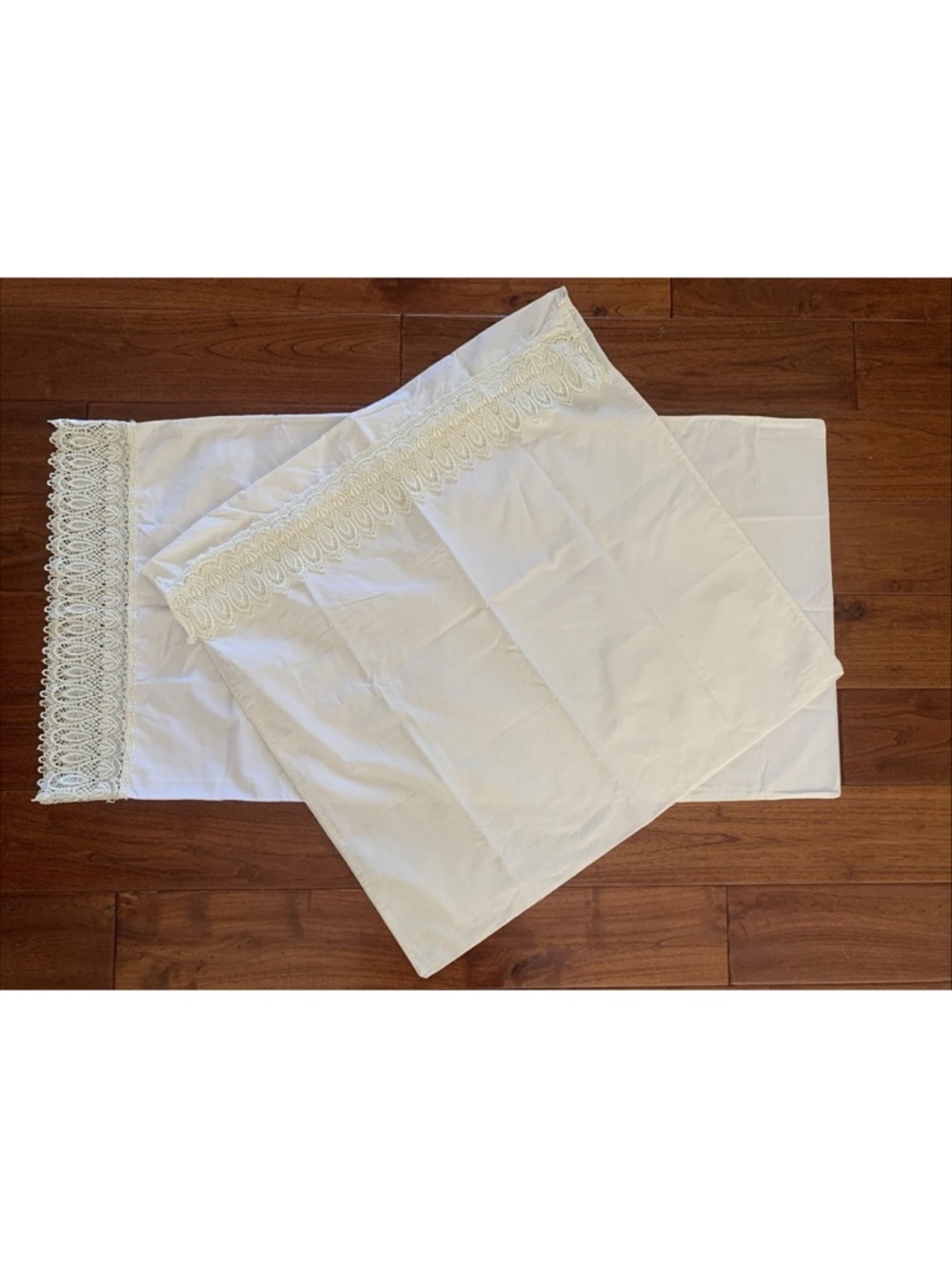 Charter Club Euro Pillow Sham & King Pillowcase Bundle Ivory Cotton Lace Trim